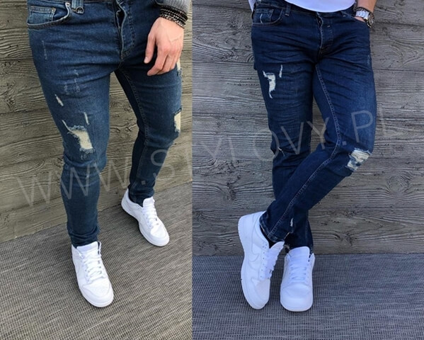 spodnie jeansowe męskie denim z przetarciami